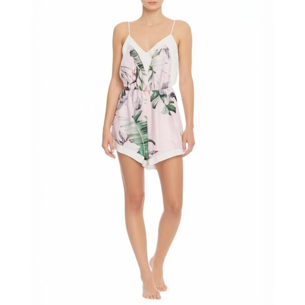 Oh My Love London Womens Romper Sleeveless Blouson Pink Green Floral Print XS